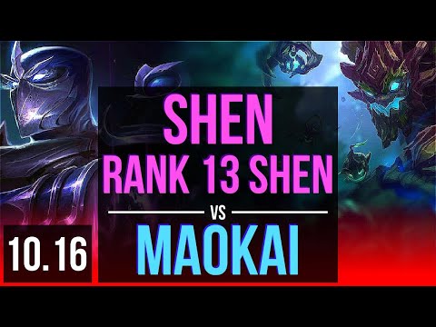 SHEN vs MAOKAI (TOP) | Rank 13 Shen, 500+ games, KDA 9/4/25 | KR Grandmaster | v10.16