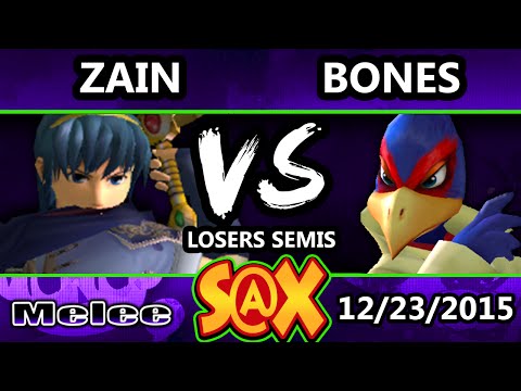 S@X 129 - Zain (Marth) Vs. Bones (Falco) SSBM Losers Semis - Smash Melee