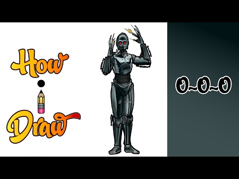 How I Draw 0-0-0 PROTOCOL DROID from STAR WARS * how to draw triple zero torture droid art lessons *