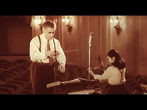 Aram Khachaturian conducting his violin concert, 13 years old Japanese violinist Yoko Sato in 1965