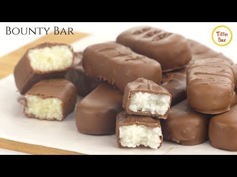 Homemade Bounty Bar Recipe for Kids by Tiffin Box | How to make coconut Chocolate Bar
