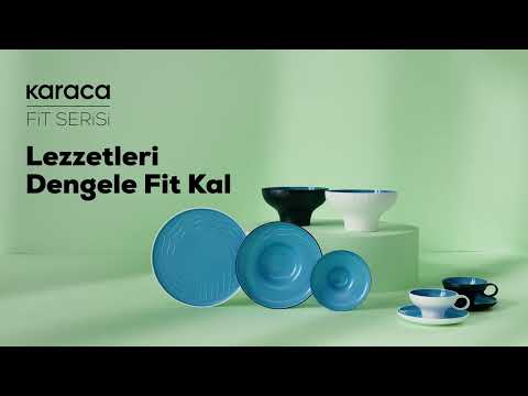 Karaca Fit Collection Stoneware Tea Cup Set of 2, 4 Piece, 10cmx5.5cm, Blue Black