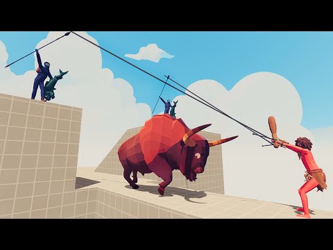 2 FISHERMAN AND GIANT BISON vs ALL UNIT | Totally Accurate Battle Simulator-TABS