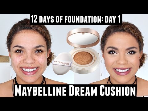 NEW Maybelline Dream Cushion Foundation Review (Oily Skin) 12 Days of Foundation Day 1 Video