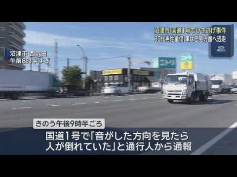 YouTube Video 国道１号で倒れている男性発見…ひき逃げ事件か　横断歩道で車にひかれ肋骨折る重傷も車は逃走　静岡・沼津市