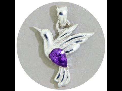 Pandantiv Argint 925 Colibri Ametist Natural - Gratie si Eleganta