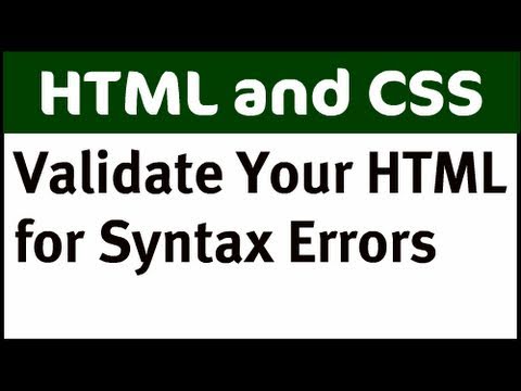 Validate Your Html For Syntax Errors