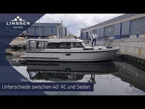 A comparison between a Linssen AC with aft cabin and Sedan with open cockpit.