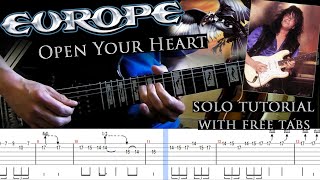 Europe - Open Your Heart (1984 version) guitar solo lesson (with tablatures and backing tracks)