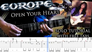 Europe - Open Your Heart (1984 version) guitar solo lesson (with tablatures and backing tracks)