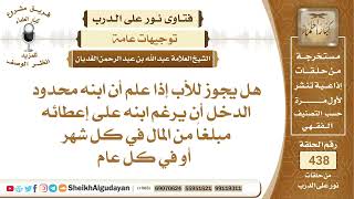 صورة هل يجوز للأب إذا علم أن ابنه محدود الدخل أن يرغم ابنه على إعطائه مبلغاً من...؟الشيخ عبدالله الغديان