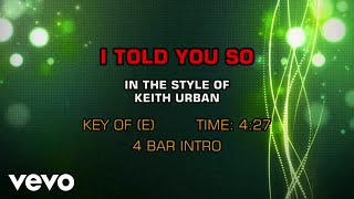 Keith Urban - I Told You So (Karaoke)