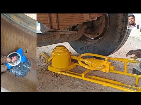 Truck tubeless tyres puncture repair // 9 w plug mushroom puncture // easy method