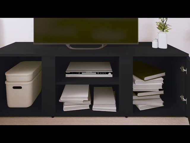 Vidéo teaser pour 801162 vidaXL TV Cabinet Black 120x34x37 cm Engineered Wood