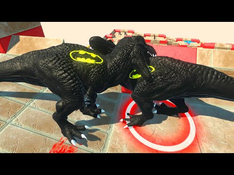 BATMAN T-REX vs BATMAN T-REX DEATH FALL - Animal Revolt Battle Simulator