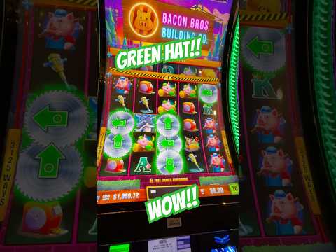 ULTRA RARE GREEN HAT! HUGE BONUS! HUFF N PUFF HIGHRISE! #slots #casino #jackpot #gambling #slot