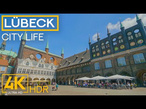 (4K HDR) Entspannendes Stadtleben in der Stadt Lübeck und ihren Außenbezirken