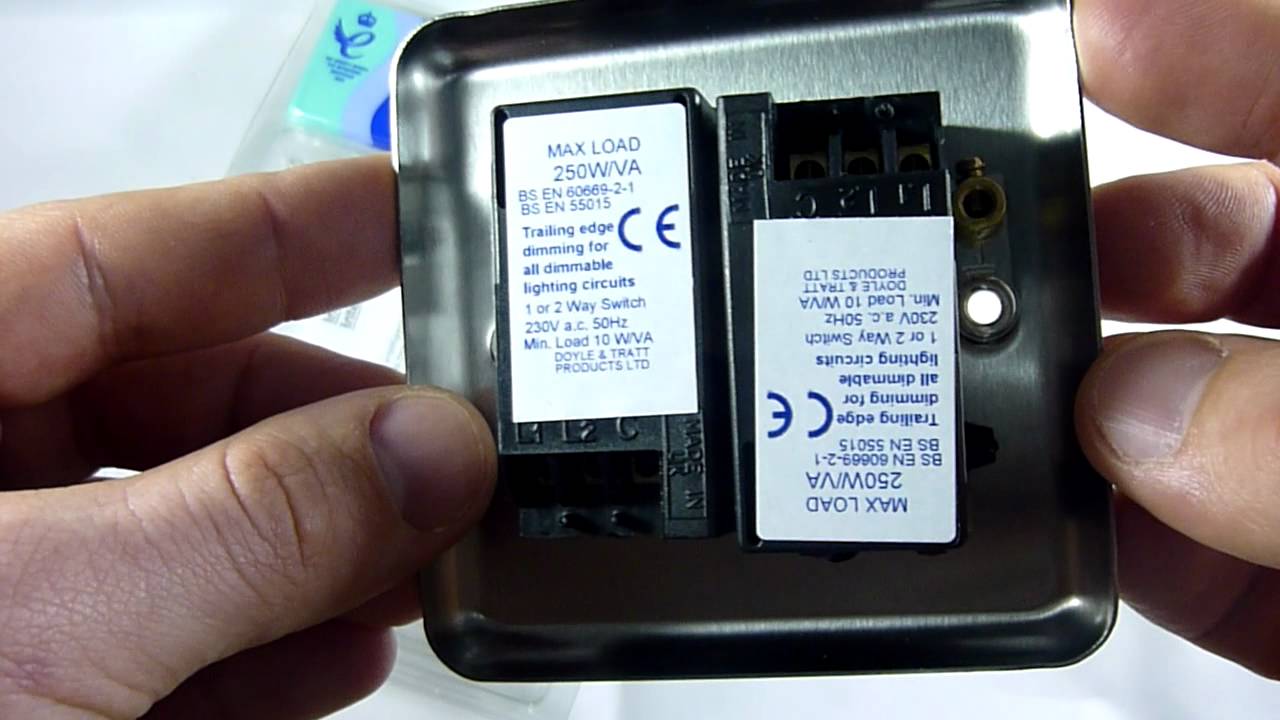 Watch video Varilight V-Pro 2 Gang 2 Way 2x250W Push on/off LED Dimmer Light Switch Matt Chrome JSP252 Now Varilight V-Pro 2 Gang 2 Way 2x250W Push on/off LED Dimmer Light Switch Matt Chrome JSP252