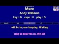 More - Andy Williams (Karaoke & Easy Guitar Chords)  Key : G