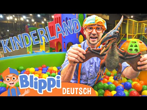 Blippi Deutsch lernt im Hallenspielplatz Kinderland