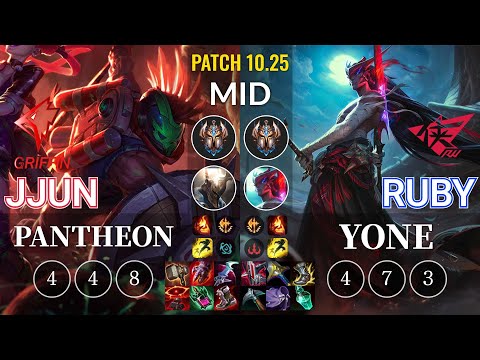GRF jjun Pantheon vs RW Ruby Yone Mid - KR Patch 10.25
