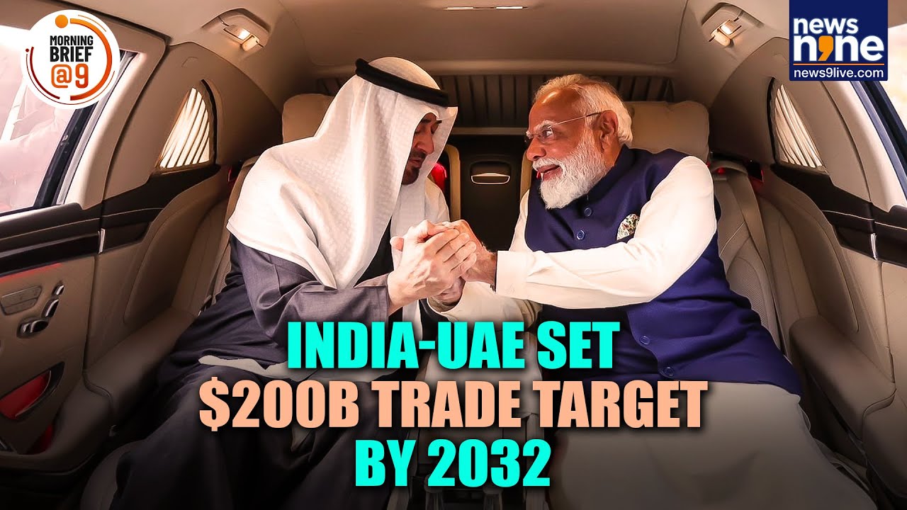 PM Modi Meets UAE President | India–UAE Sign 10Yr LNG Deal | Target $200B Trade by 2032 | News9