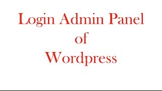 preview picture of video 'Open Wordpress Admin Panel'