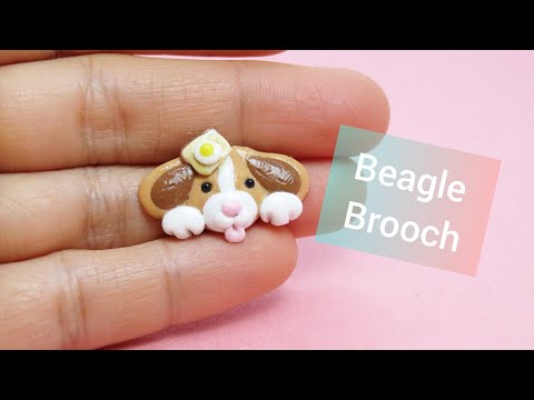 Cute Beagle Brooch from Polymer Clay Tutorial @beprettyme