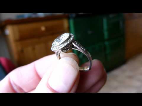 Platinum Old European cut solitaire/target ring