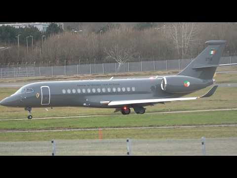 Brand new Falcon 6X. Irish Air Corps. Impressive departure!  And Irish Air Corps PC12. 17 Feb 2026