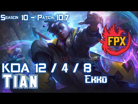 FPX Tian EKKO vs GRAVES Jungle - Patch 10.7 KR Ranked