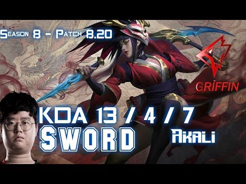 GRF Sword AKALI vs AATROX Top - Patch 8.20 KR Ranked