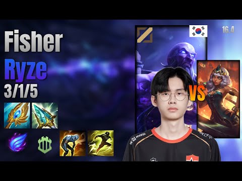 Fisher Mid Ryze vs Qiyana lol KR solo rank Full Game 16.4 | 피셔 라이즈 vs 키아나