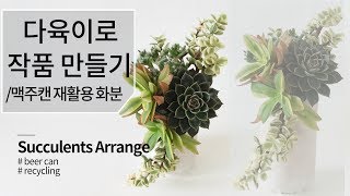 [Succulents Arrange] 다육이로 작품 만들기, 맥주캔 재활용 화분 192화 #해맑은TV