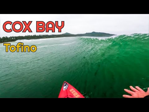 SURFING COX BAY TOFINO RIGHT WHEN A BIG SWELL HITS - VANCOUVER ISLAND CANADA - RAW POV