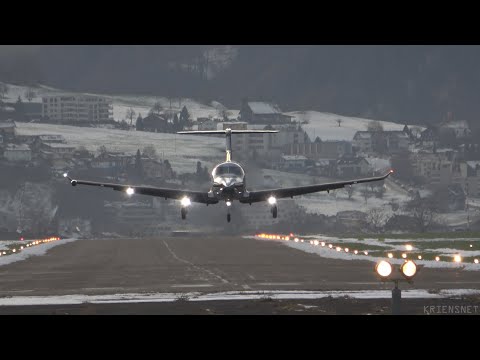Pilatus PC-12 NGX - HB-FWF - Lowpasses over Runway - Airport Buochs 14.01.2026