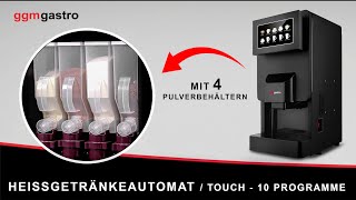 Commercial tabletop instant hot drinks machine, 4 ingredient canisters — 2.0 kW — Touch — Black