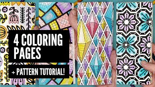 4 Coloring Pages for Adults + Geometric Tutorial! | The Mindfulness Patterns Coloring Book