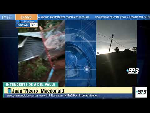 “Casi 40 familias sin techo tras un temporal inusual en Aristóbulo del Valle”