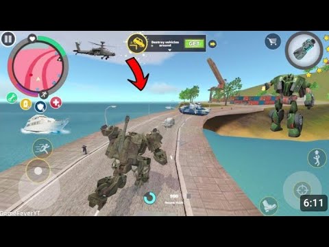 Rope Hero: Vice Town (Transformer Tank Fight on Bridge) Feat Hawk Police Man - Android Gameplay HD
