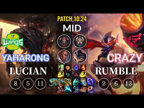 JAG Yaharong Lucian vs RW Crazy Rumble Mid - KR Patch 10.24