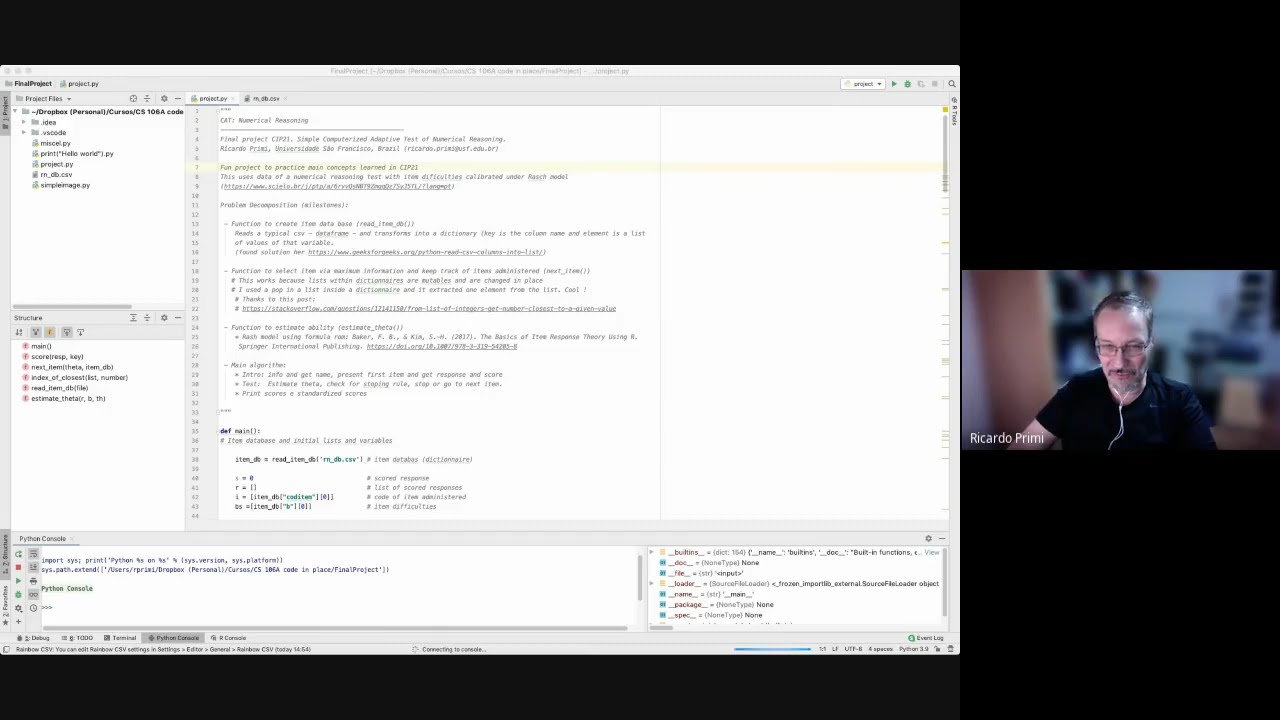 Basic Computerized Adaptive Test (CAT) with Python