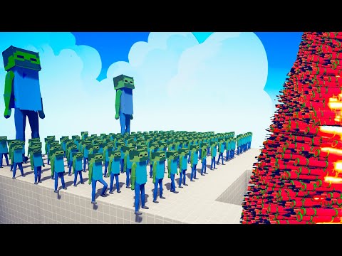 100x MINECRAFT ZOMBIE + 2x GIANT vs 2x EVERY GOD - TABS | Totally Accurate Battle Simulator 2024