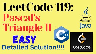 Download the video "LeetCode 119 : Pascal's Triangle II || EASY || C++ || JAVA || Detailed Solution"
