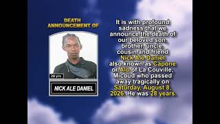 Nick Ale Daniel ~ Short Obituary