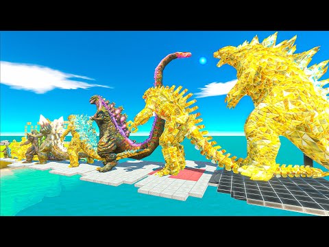 Evolution of Gold Godzilla Atomic Breath Size Comparison vs Silver Itself - Animal Battle Simulator