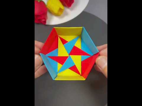 Use three pieces of square paper to make a hexagonal storage box #parent-child handmade #viralvideo