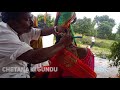 Orange Saree Woman Long Hair Smooth Headshave