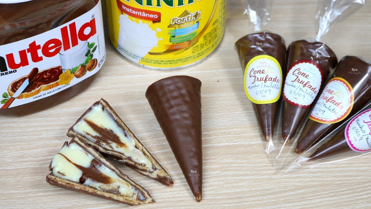FAÇA E VENDA CONE TRUFADO LEITE NINHO COM NUTELLA - NINHO COM NUTELLA | Bru na Cozinha |