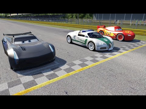 Bugatti Dubai Police vs Jackson Storm vs Lightning McQueen at Monza Full Course